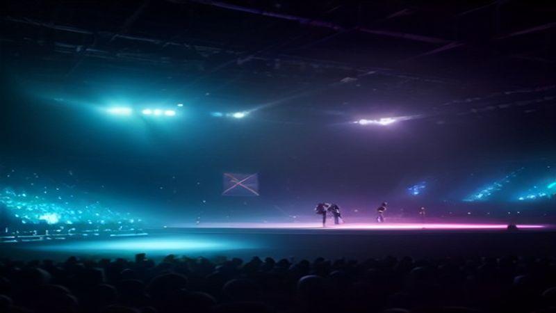 เวทีแข่งอีสปอร์ตจอยักษ์กับเงานักกีฬาหน้าคอมพิวเตอร์